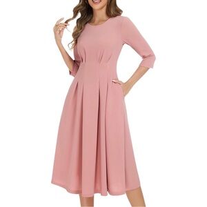 NWT Pink Midi Fit and Fllare 1940s-style Career Dress Size Small